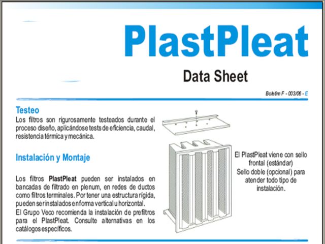 CARACTERISTICAS DE FILTRO DE AIRE PLAST PLEAT