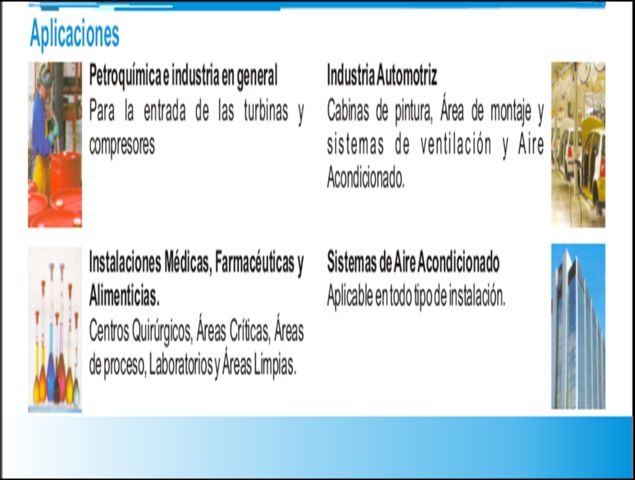 APLICACIONES DE FILTROS DE AIRE HEPA