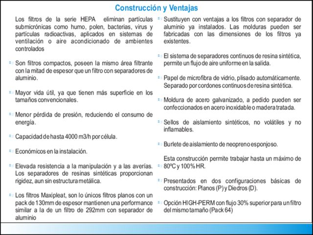 VENTAJAS DE FILTROS HEPA